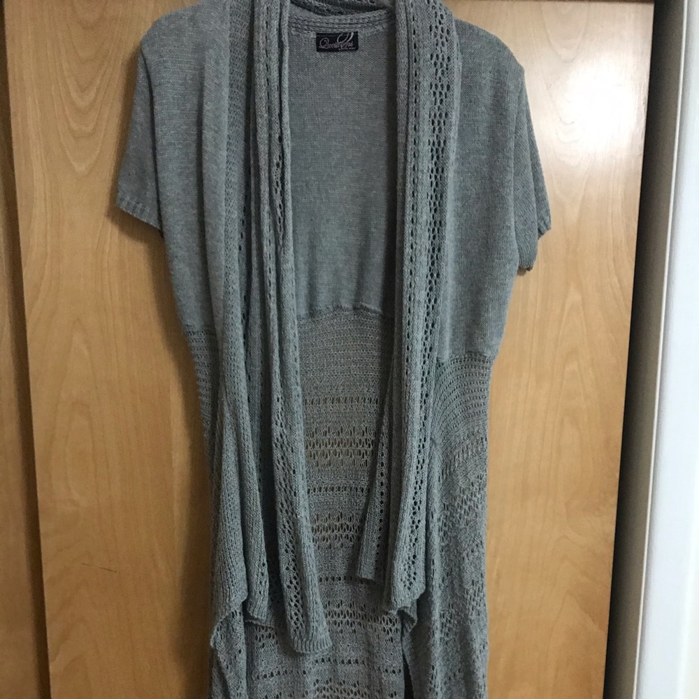 Short sleeve cardigan tunic sweater